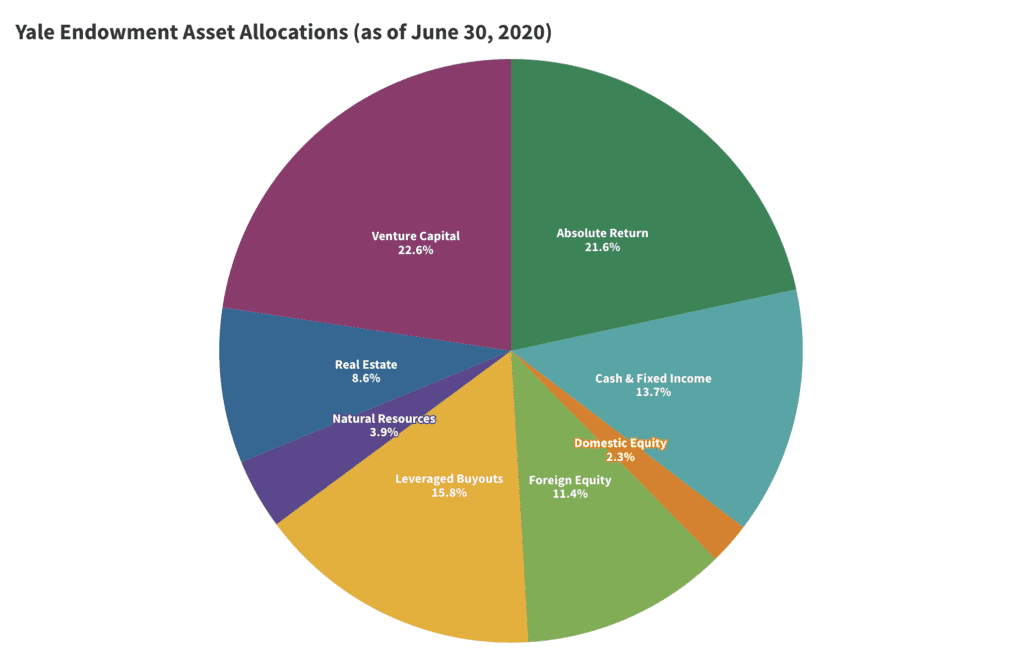 Yale Endowment asset allocation showing significant exposure to alternative investments